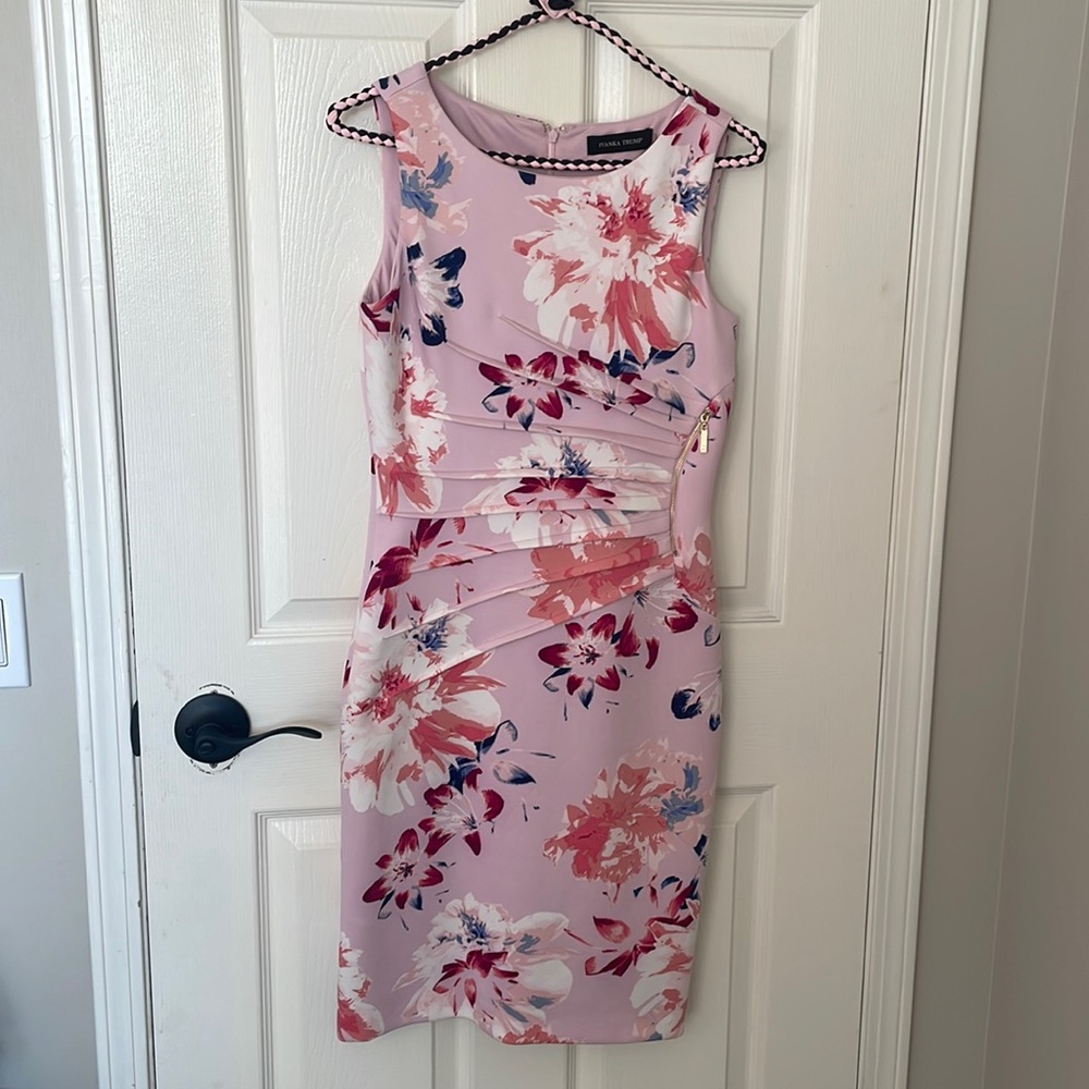 Floral Pink Fitted Formal Dress